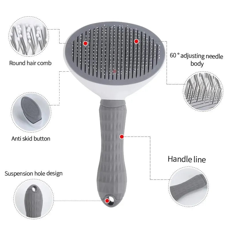 Slicker brush one-button cleaning
